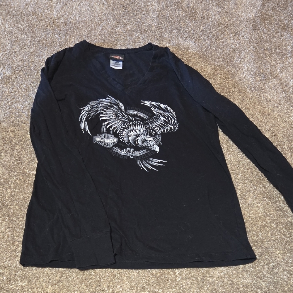 Harley-Davidson Black T-Shirt with Logo and Flames